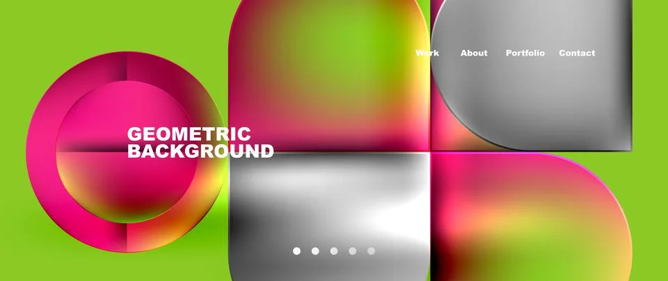 Bright colorful squares with round elements minimal geometric background. Vector Illustrazione stock