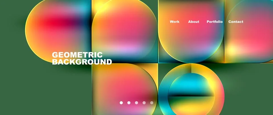 Bright colorful squares with round elements minimal geometric background. Vector 스톡 일러스트