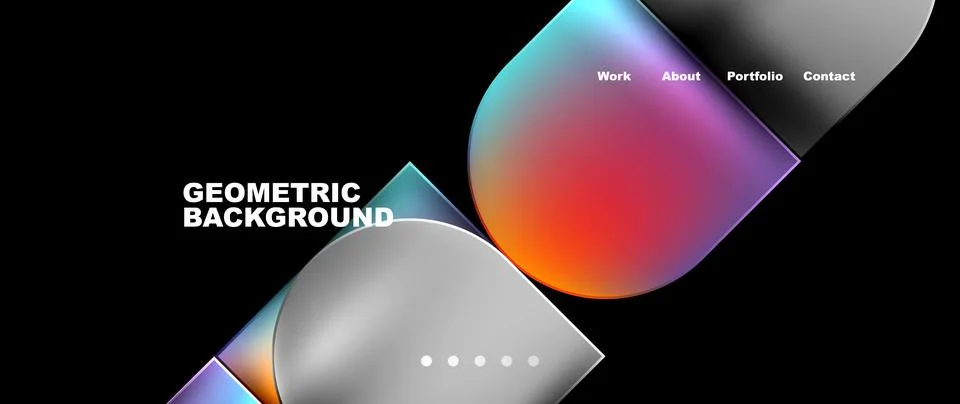 Bright colorful squares with round elements minimal geometric background. Vector Stock Illustration