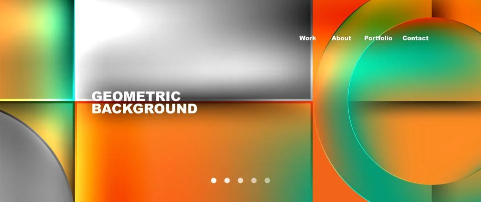 Bright colorful squares with round elements minimal geometric background. Vector Stock Illustration