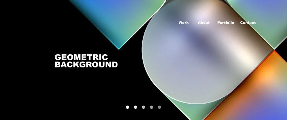 Bright colorful squares with round elements minimal geometric background. Vector Stock Illustration