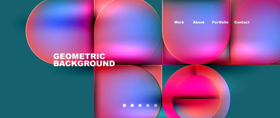 Bright colorful squares with round elements minimal geometric background. Vector Stock Illustration