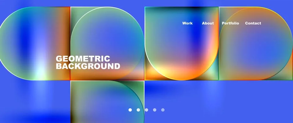 Bright colorful squares with round elements minimal geometric background. Vector 스톡 일러스트