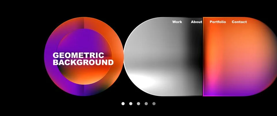Bright colorful squares with round elements minimal geometric background. Vector 库存插图
