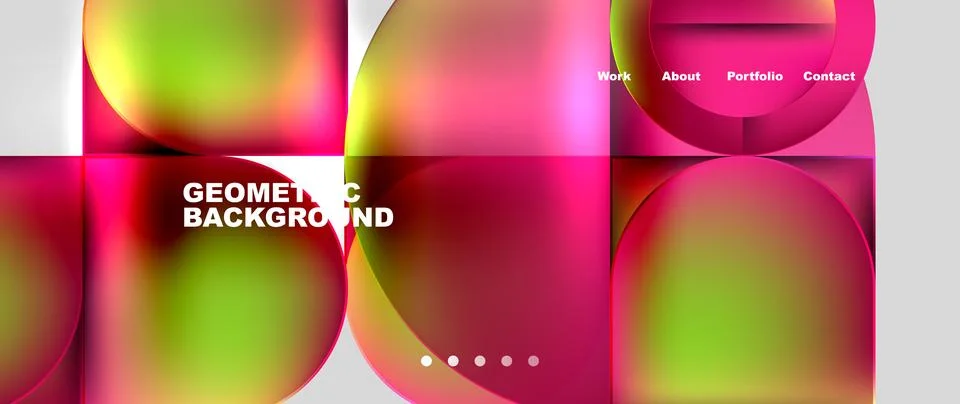 Bright colorful squares with round elements minimal geometric background. Vector 库存插图
