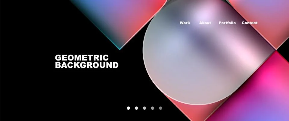 Bright colorful squares with round elements minimal geometric background. Vector Stock Illustration