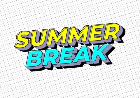 Bright colorful text summer break on white background Stock Illustration