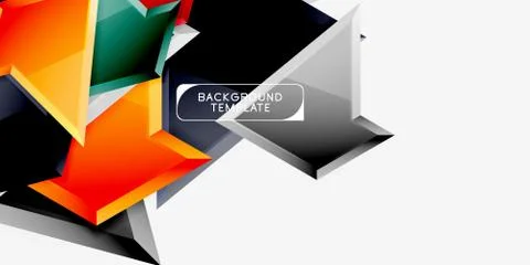 Bright colorful triangular poly 3d composition,abstract geometric background Illustrazione stock