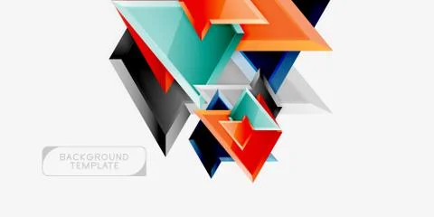Bright colorful triangular poly 3d composition,abstract geometric background Ilustração Stock
