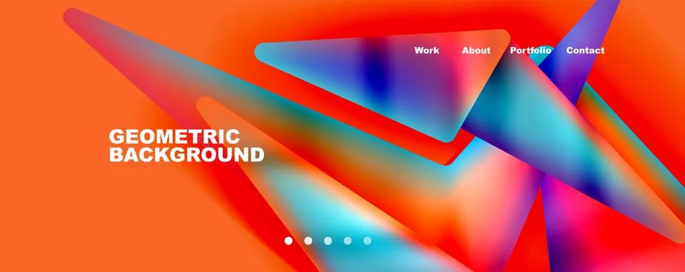 Bright colorful triangular shapes abstract background with fluid color effect Illustrazione stock