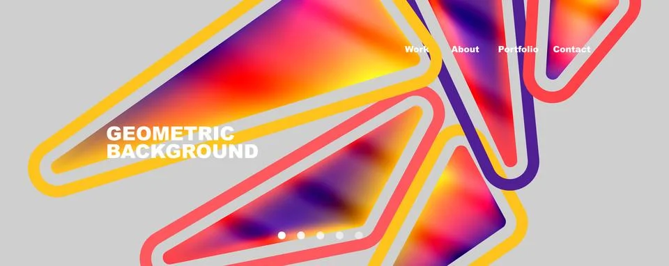 Bright colorful triangular shapes abstract background with fluid color effect Stock Illustration