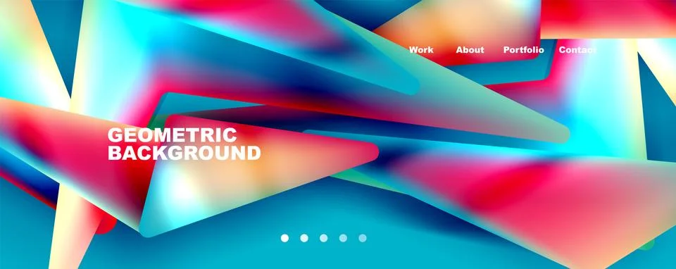 Bright colorful triangular shapes abstract background with fluid color effect イラスト素材
