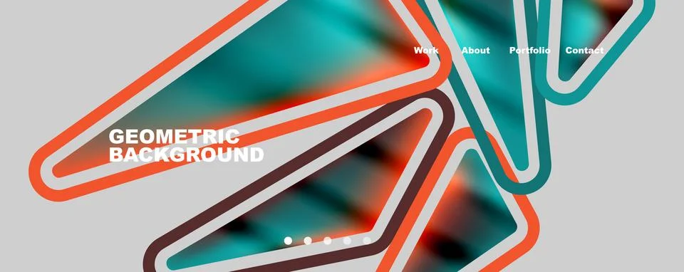 Bright colorful triangular shapes abstract background with fluid color effect 库存插图