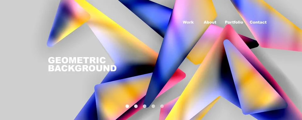 Bright colorful triangular shapes abstract background with fluid color effect Stock Illustration