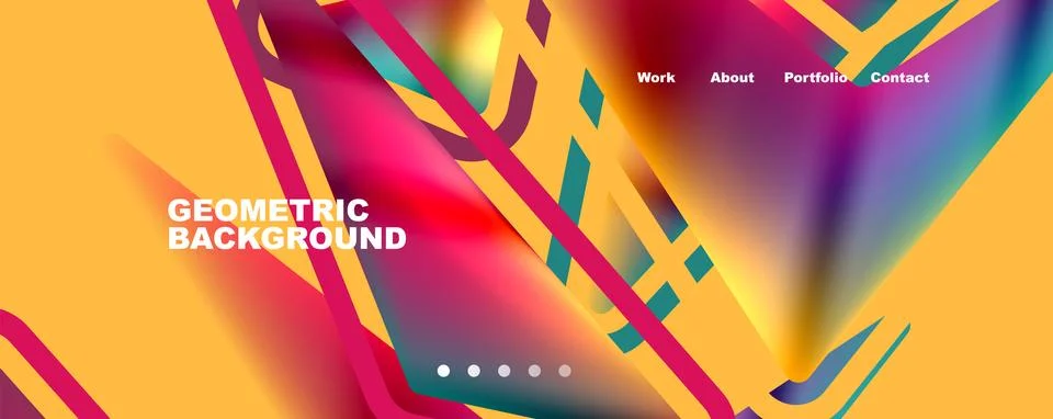 Bright colorful triangular shapes abstract background with fluid color effect Illustrazione stock
