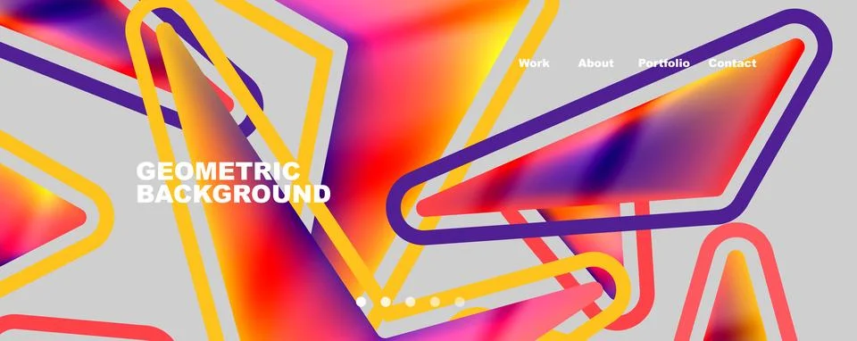 Bright colorful triangular shapes abstract background with fluid color effect Stock Illustration