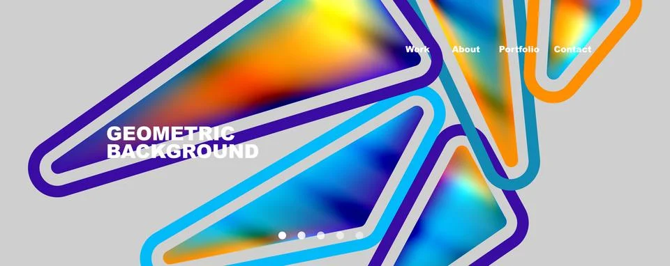 Bright colorful triangular shapes abstract background with fluid color effect Stock Illustration