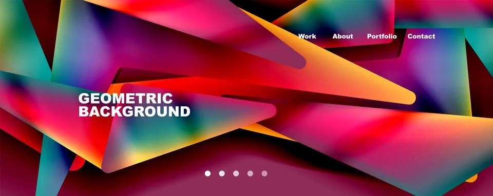 Bright colorful triangular shapes abstract background with fluid color effect Stock Illustration