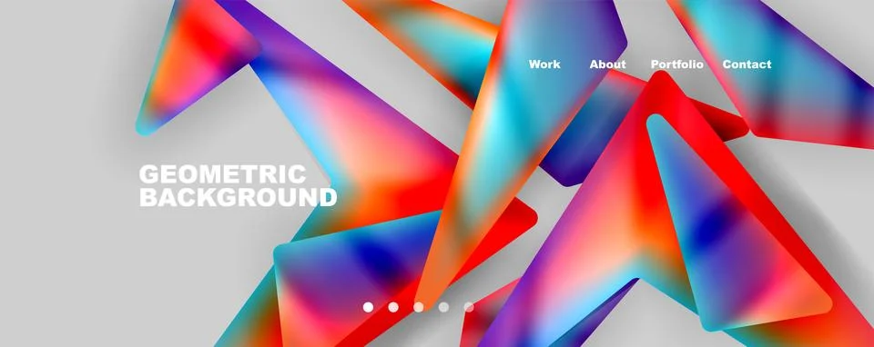 Bright colorful triangular shapes abstract background with fluid color effect Illustrazione stock