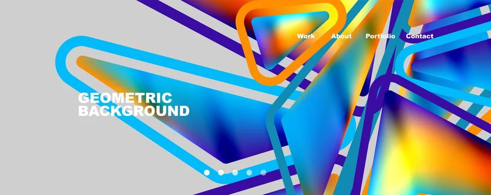 Bright colorful triangular shapes abstract background with fluid color effect イラスト素材
