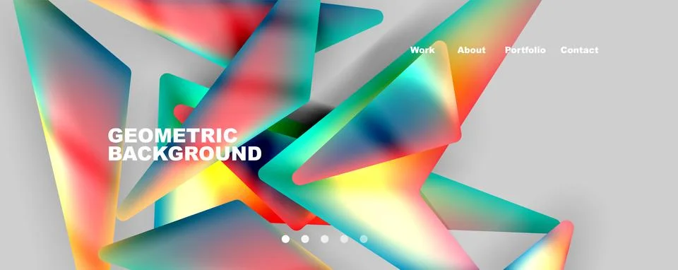 Bright colorful triangular shapes abstract background with fluid color effect Illustrazione stock