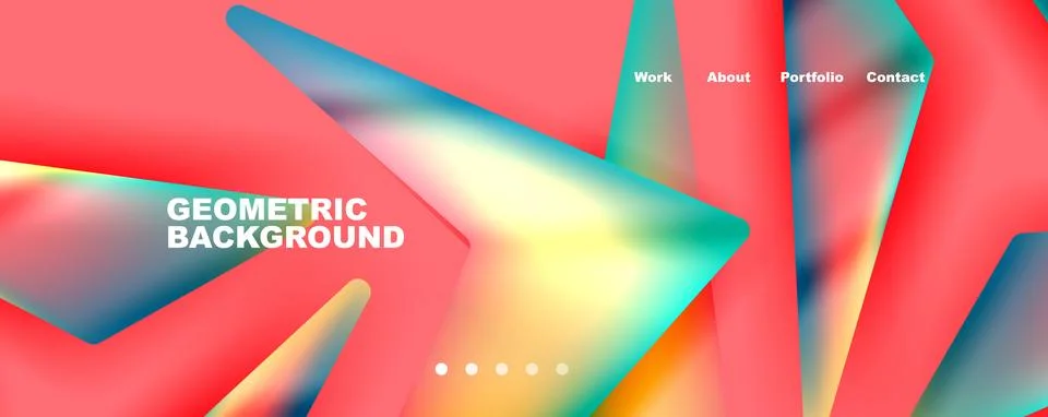 Bright colorful triangular shapes abstract background with fluid color effect Illustrazione stock