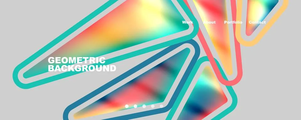 Bright colorful triangular shapes abstract background with fluid color effect 스톡 일러스트