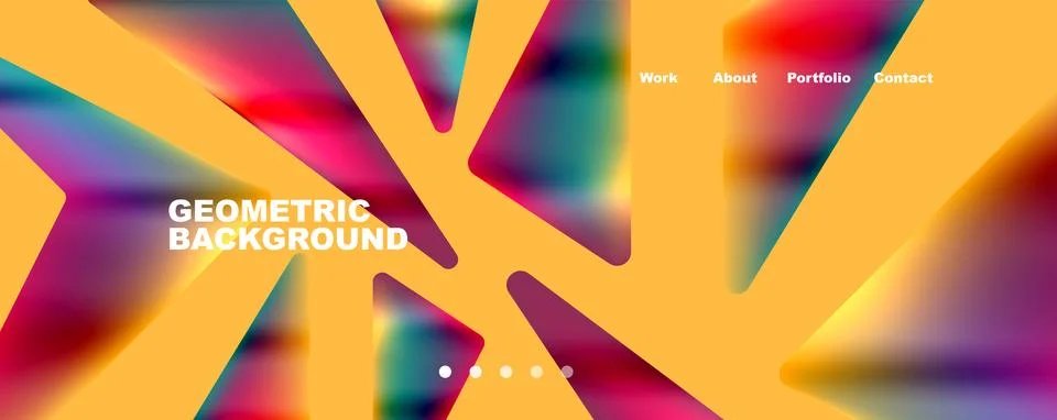 Bright colorful triangular shapes abstract background with fluid color effect Stock Illustration