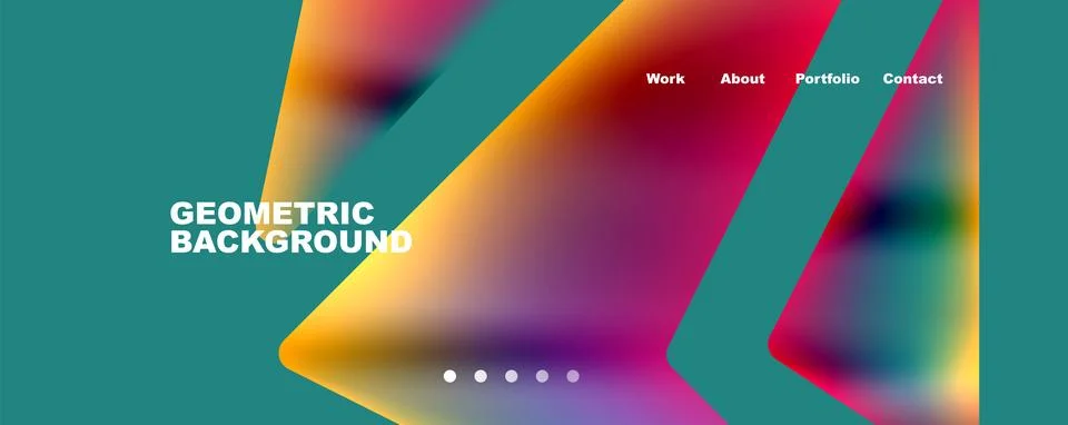 Bright colorful triangular shapes abstract background with fluid color effect 库存插图