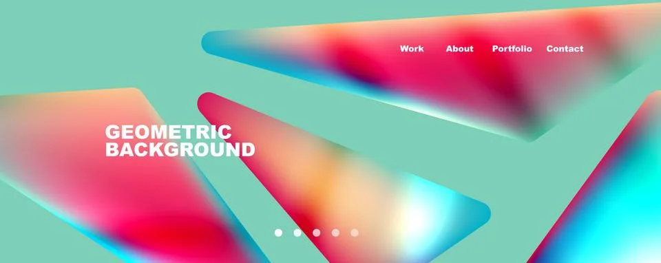 Bright colorful triangular shapes abstract background with fluid color effect 库存插图