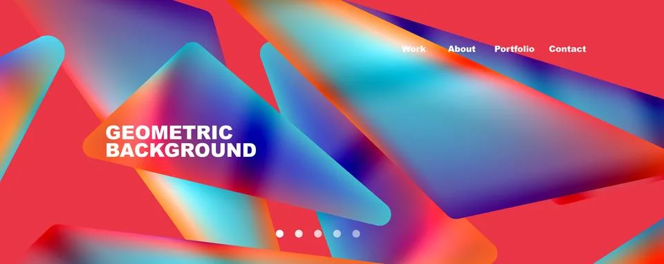 Bright colorful triangular shapes abstract background with fluid color effect Illustrazione stock