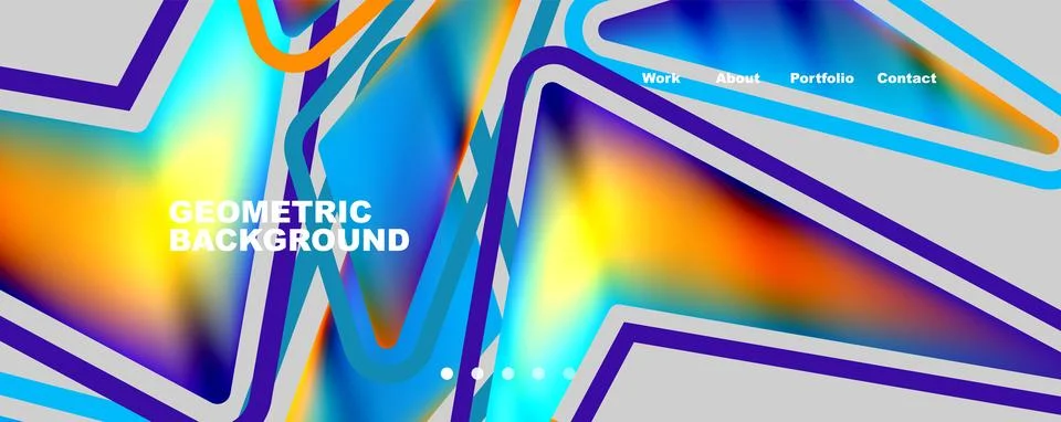 Bright colorful triangular shapes abstract background with fluid color effect Stock Illustration