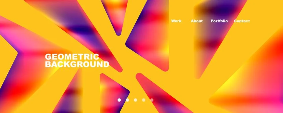 Bright colorful triangular shapes abstract background with fluid color effect Stock Illustration