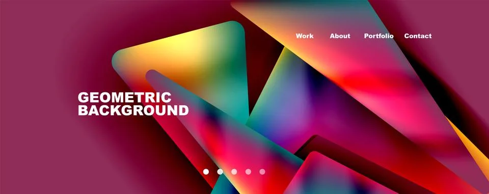 Bright colorful triangular shapes abstract background with fluid color effect Stock Illustration