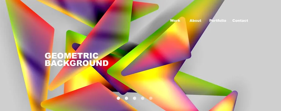 Bright colorful triangular shapes abstract background with fluid color effect Illustrazione stock