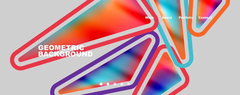 Bright colorful triangular shapes abstract background with fluid color effect Illustrazione stock
