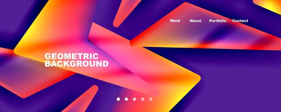 Bright colorful triangular shapes abstract background with fluid color effect 库存插图