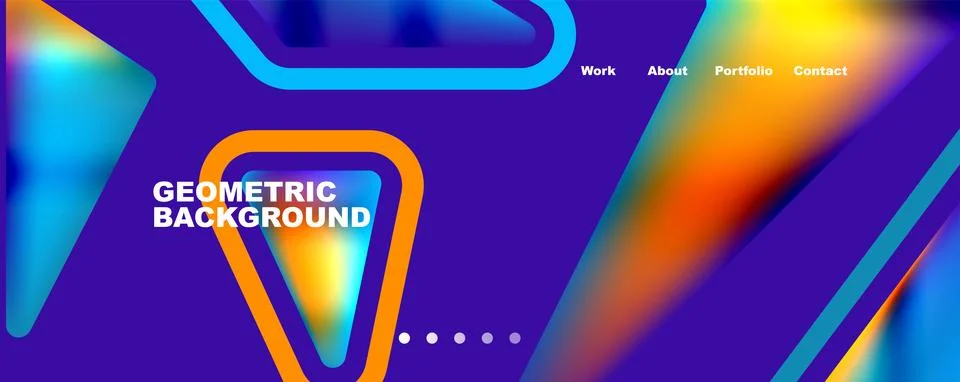 Bright colorful triangular shapes abstract background with fluid color effect Stock Illustration