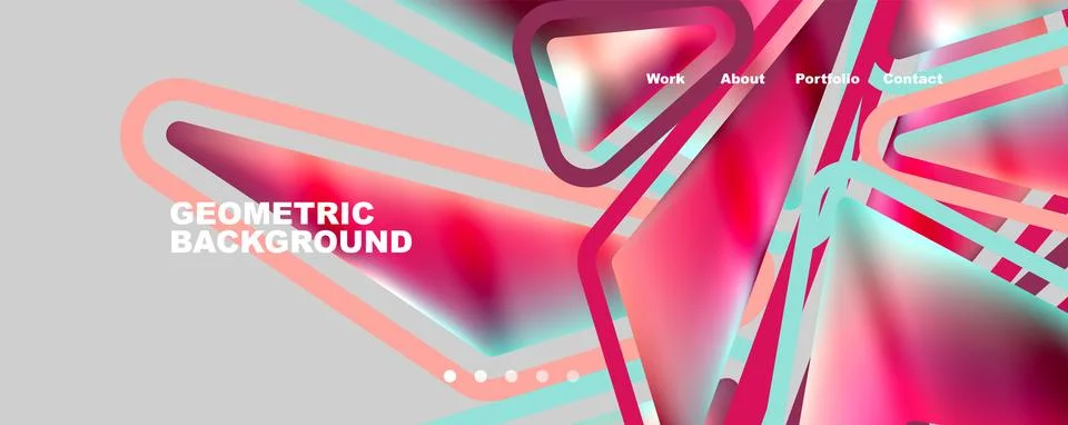 Bright colorful triangular shapes abstract background with fluid color effect 库存插图