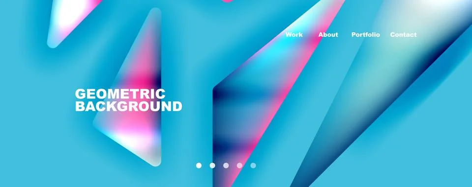 Bright colorful triangular shapes abstract background with fluid color effect Illustrazione stock