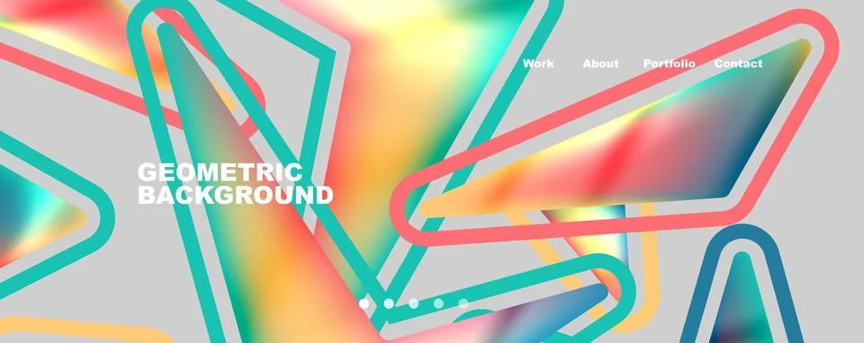 Bright colorful triangular shapes abstract background with fluid color effect 库存插图