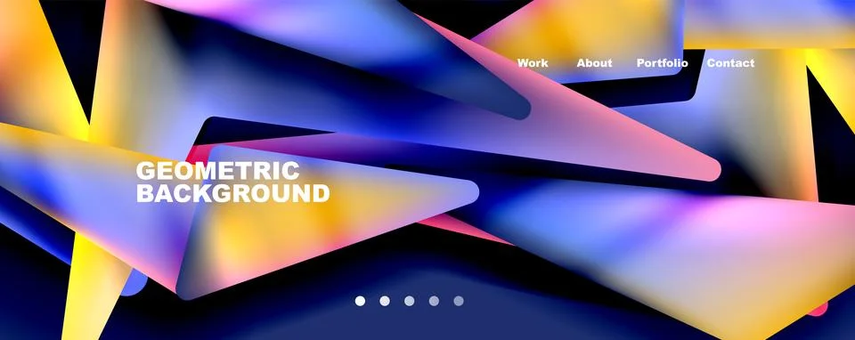 Bright colorful triangular shapes abstract background with fluid color effect Stock Illustration