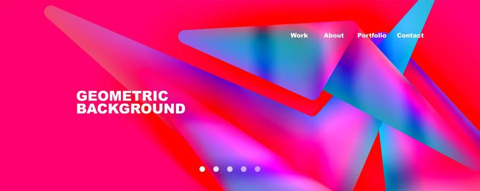 Bright colorful triangular shapes abstract background with fluid color effect Illustrazione stock