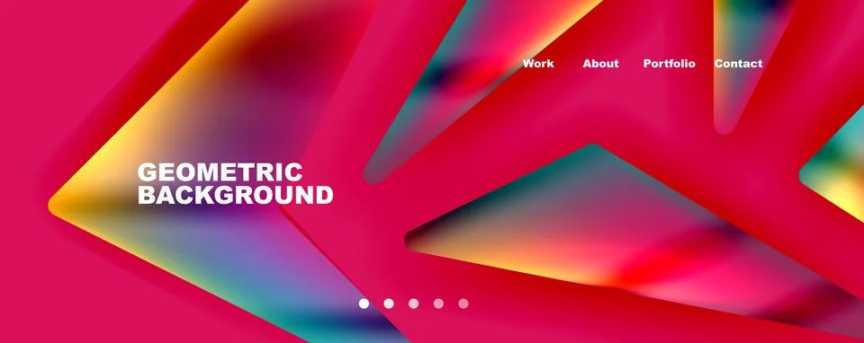 Bright colorful triangular shapes abstract background with fluid color effect 库存插图