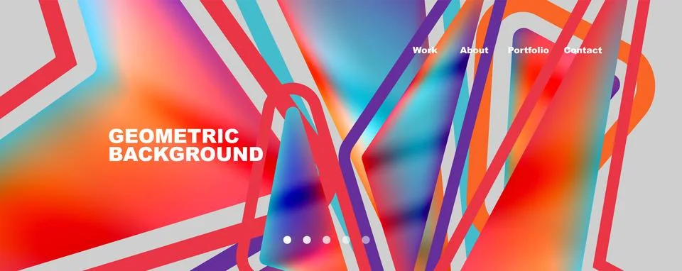 Bright colorful triangular shapes abstract background with fluid color effect Stock Illustration
