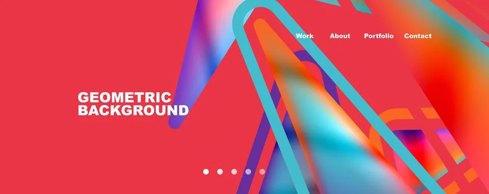 Bright colorful triangular shapes abstract background with fluid color effect 库存插图