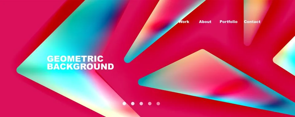 Bright colorful triangular shapes abstract background with fluid color effect Stock Illustration