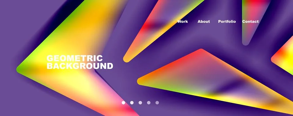 Bright colorful triangular shapes abstract background with fluid color effect 库存插图