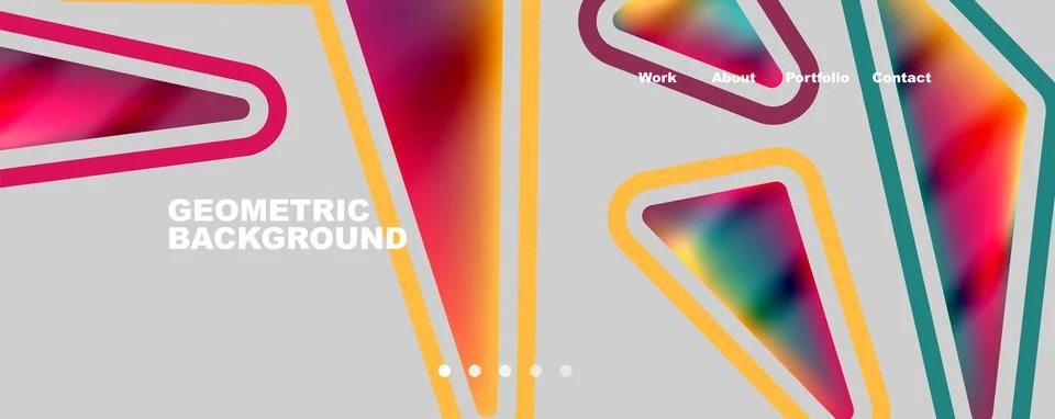 Bright colorful triangular shapes abstract background with fluid color effect Illustrazione stock