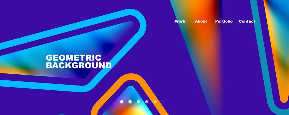 Bright colorful triangular shapes abstract background with fluid color effect Illustrazione stock